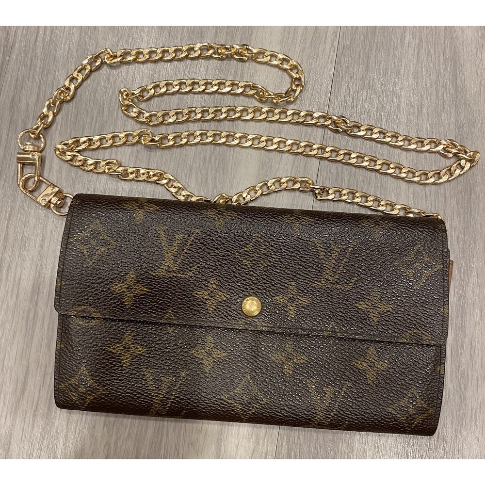 Louis Vuitton Monogram Portefeiulle Sarah Long Bifold Wallet Brown with Hardware
